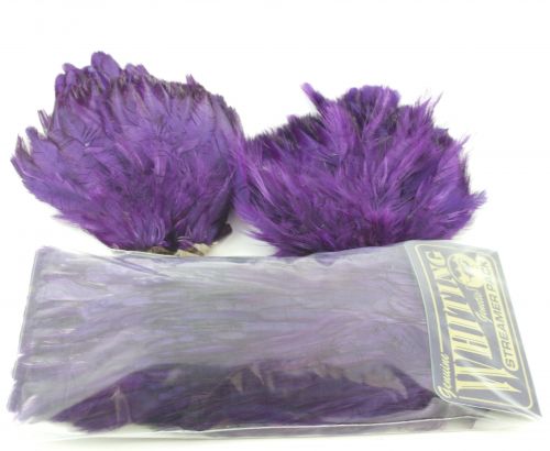 Fly Tying Whiting Streamer Pack White dyed Purple